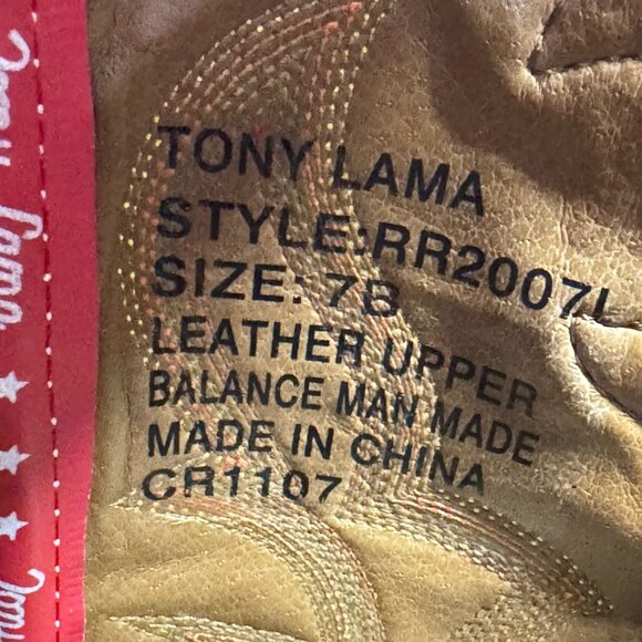 Tony Lama Mustang Buckaroo Wmns 7B Leather Cowgirl Boots RR2007L Square Toe - Picture 10 of 14